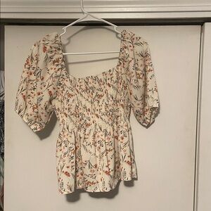 SHEIN Cream Floral Blouse